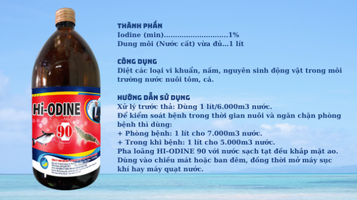 Hi-Odine 90 - Chuyên xử lý vi khuẩn, nấm trong nước nuôi tôm